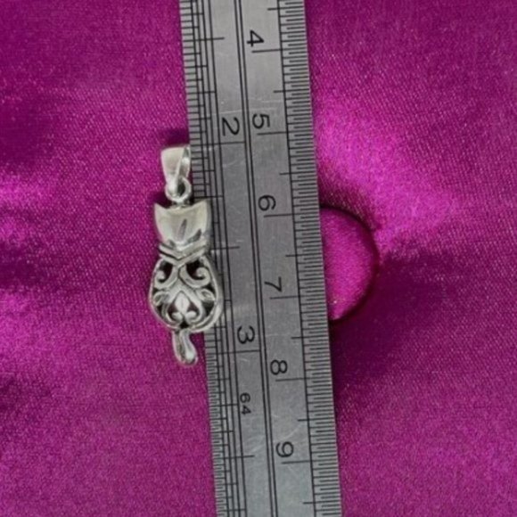 925 STERLING SILVER FILIGREE CAT PENDANT - Picture 4 of 6
